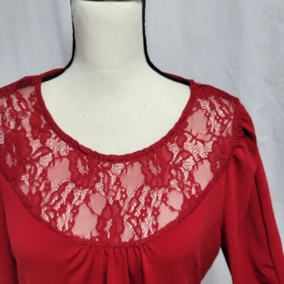 Adrienne Vittadini red long sleeve dressy blouse, size M New with Tags - Picture 2 of 9